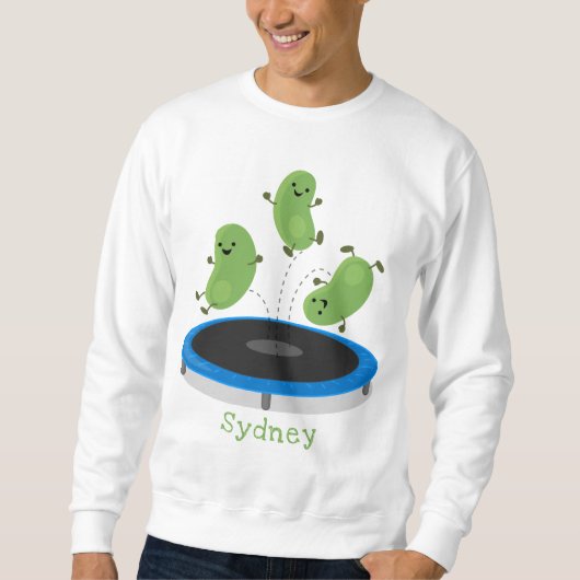 Sweatshirt Haricots verts mignons sur dessin animé trampoline (Devant)