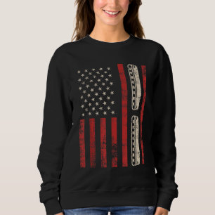 Sweatshirt Harmonica Vintage American Flag Patriotic Harmonti