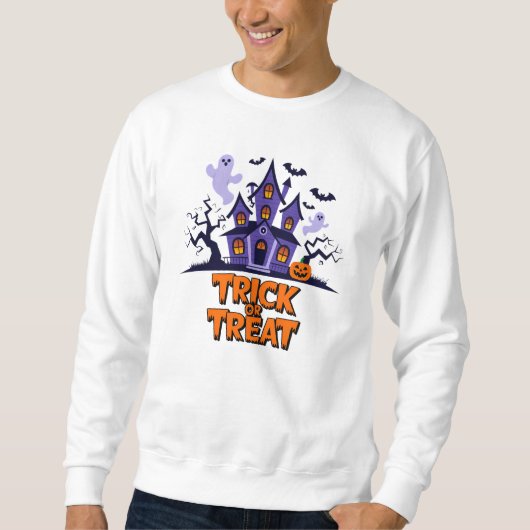 Sweatshirt Haunted house fun pour les friandises d'Halloween! (Devant)