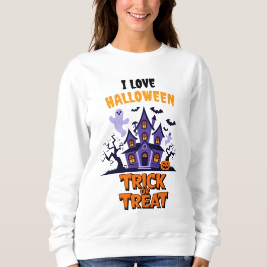 Sweatshirt Haunted house fun pour les friandises d'Halloween! (Devant)