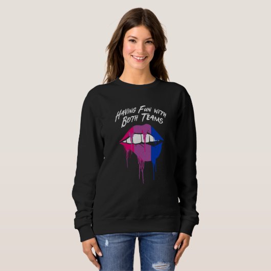 Sweatshirt Having Fun with Both Teams Bisexual LGBTQ Bi Pride (Devant entier)