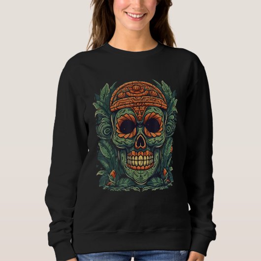 Sweatshirt Hawaii Skull Tiki Mask Tropical Hawaiian Men Women (Devant)