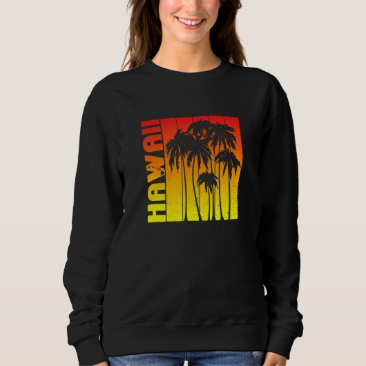 Sweatshirt Hawaii Souvenir Palm Trees Sunset Retro (Devant)