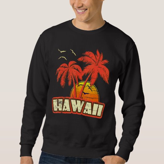 Sweatshirt Hawaii Summer Palm Trees 80s Beach Sunset (Devant)