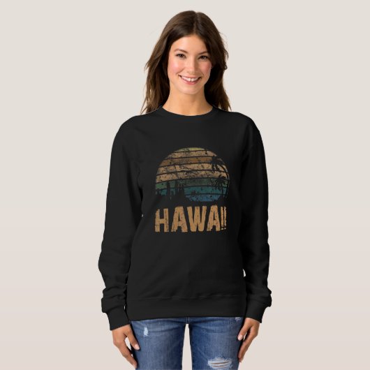 Sweatshirt Hawaii Vintage Sunset Distressed (Devant entier)