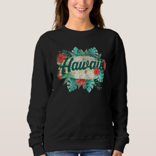 Sweatshirt Hawaiian Tropical Summer Vacances Palm Feuille Flo