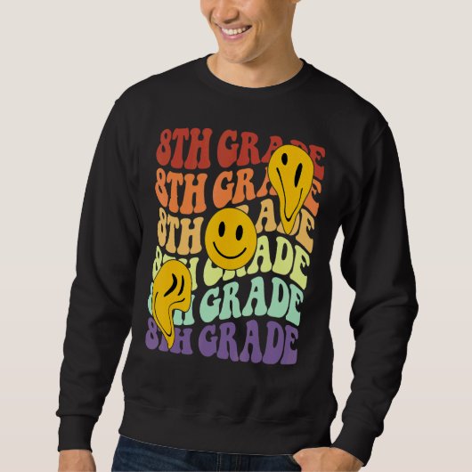 Sweatshirt hé 8e année professeur Retour à l'école Rétro (Devant)