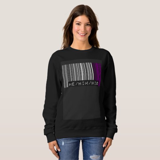 Sweatshirt He Him His Pronouns Asexual Pride Flag Barcode Aes (Devant entier)