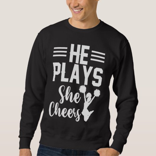 Sweatshirt He Plays She Cheers Football Son Cheerleader Daugh (Devant)