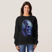 Sweatshirt Headphone Skull DJ Halloween Creepy (Devant entier)