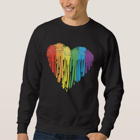 Sweatshirt Heart Autism Awareness Puzzle Valentines Day Mothe (Devant)