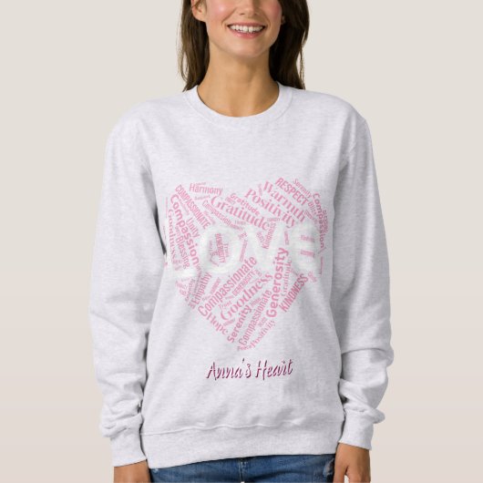 Sweatshirt Heart of Positivity Word Art – Inspirational Typog (Devant)