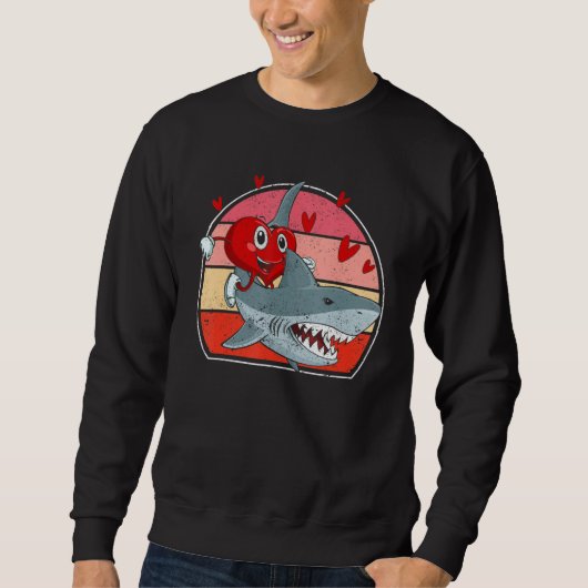 Sweatshirt Heart Riding Shark Valentine's Day  Sharks (Devant)