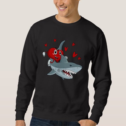 Sweatshirt Heart Riding Shark Valentine's Day  Sharks   1 (Devant)