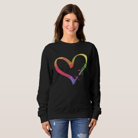 Sweatshirt Heart Space Ship Exploration Solar Space Aerospace (Devant entier)