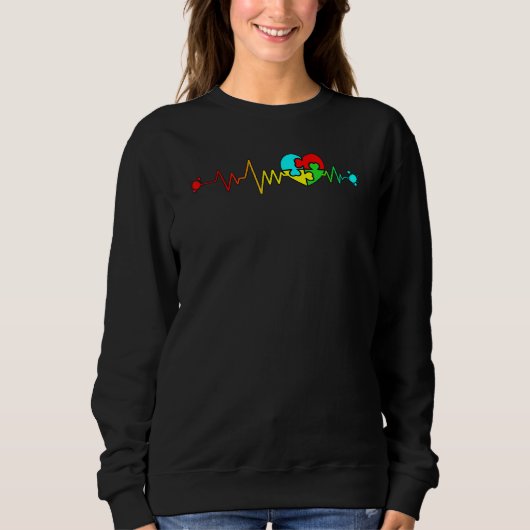 Sweatshirt Heartbeat Autistic Heart Love Puzzle Pièces Autism (Devant)