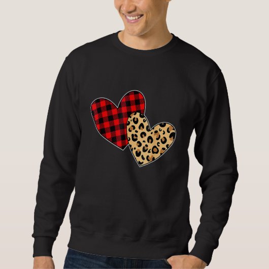 Sweatshirt Hearts Love Leopard Plaid Valentines Day Matching  (Devant)