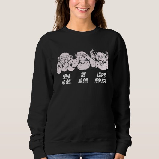 Sweatshirt Heavy Metal Three Monkeys for Metalheads for Heavy (Devant)