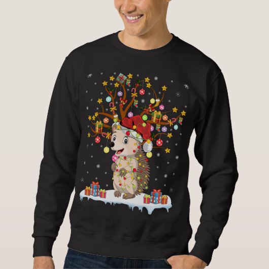 Sweatshirt Hedgehog Xmas Lighting Tree Père Noël Hedgehog Chr (Devant)