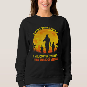 Sweatshirt Hélicoptère Rétro Vintage Au-Dessus Vétéran Vietna