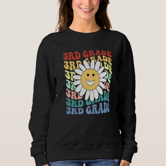 Sweatshirt Hello 3rd Third Grade Teacher Back To School Retro (Devant)