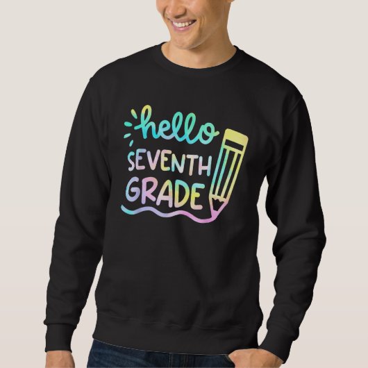 Sweatshirt Hello 7th Grade Tie Dye Teachers Kids Back To Scho (Devant)