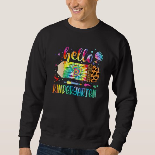 Sweatshirt Hello Kindergarten Leopard Pencil Tie Dye Back To  (Devant)