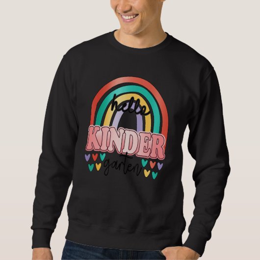 Sweatshirt Hello Kindergarten Retro Rainbow Teacher Girl Back (Devant)