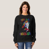 Sweatshirt Hello Kindergarten Student Back To Shcool Unicorn  (Devant entier)