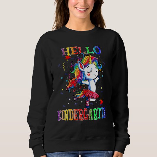 Sweatshirt Hello Kindergarten Student Back To Shcool Unicorn  (Devant)