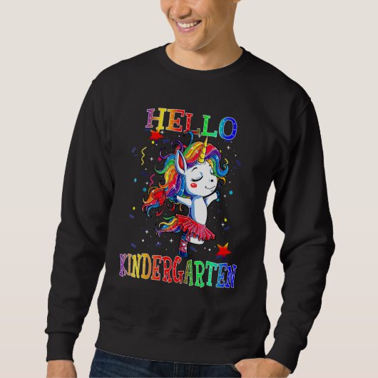 Sweatshirt Hello Kindergarten Student Back To Shcool Unicorn  (Devant)