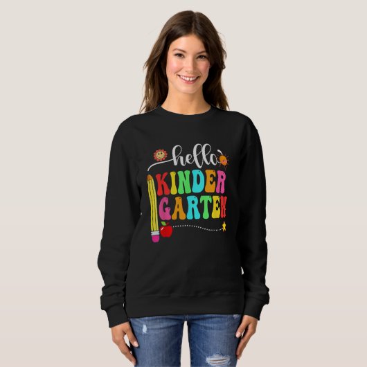 Sweatshirt Hello Kindergarten Teacher Student Team Funny Back (Devant entier)