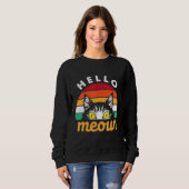 Sweatshirt Hello Meow Cat style rétro (Devant entier)
