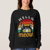 Sweatshirt Hello Meow Cat style rétro (Devant)