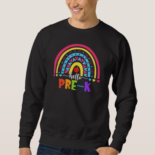 Sweatshirt Hello Pre K Rainbow Team Hello Preschool Rocks Squ (Devant)