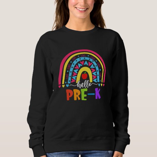 Sweatshirt Hello Pre K Rainbow Team Hello Preschool Rocks Squ (Devant)
