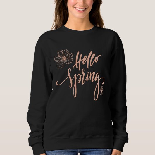 Sweatshirt Hello Spring Minimalist Flower Spring Break (Devant)