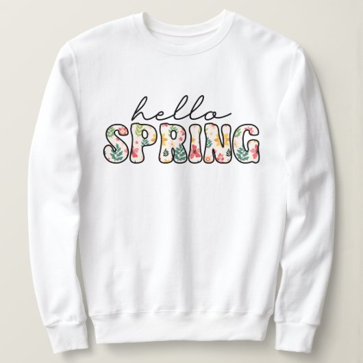 Sweatshirt Hello spring Retro floral  (Design devant)