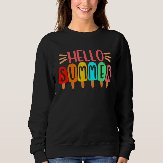 Sweatshirt Hello Summer Vacation Ice Cream Popsicle Womens Gi (Devant)