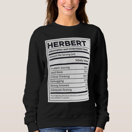 Sweatshirt Herbert Information sur la nutrition Problème de r (Devant)