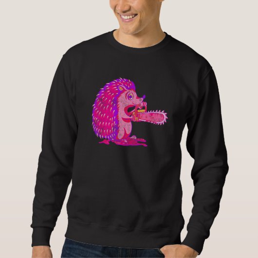 Sweatshirt Hérisson éffrayant Vaporwave Animal Déplaisant Cha (Devant)
