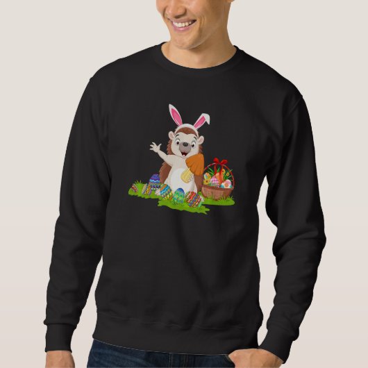 Sweatshirt Hérisson OEuf de Pâques Chasse Bunny Hérisson Pâqu (Devant)