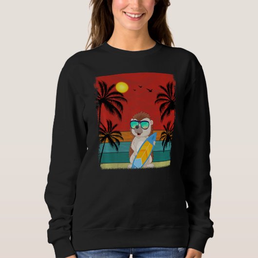 Sweatshirt Hérisson rétro graphique de l'arbre à noix de coco (Devant)