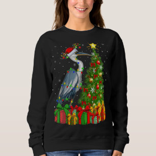 Sweatshirt Heron Bird Xmas Holiday Père Noël Heron Christmas