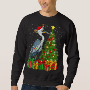 Sweatshirt Heron Bird Xmas Holiday Père Noël Heron Christmas 