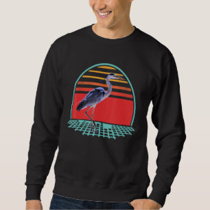 Sweatshirt héron bleu vintage coucher de soleil Héron Oiseau