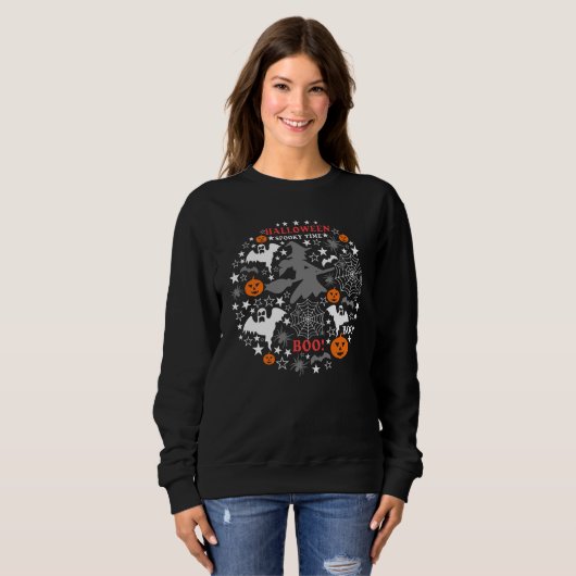 Sweatshirt Heure Éffrayante Halloween (Devant entier)