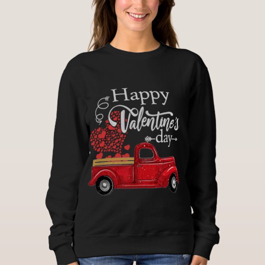 Sweatshirt Heureuse Sainte-Valentin Camion Rouge Pickup Rouge (Devant)