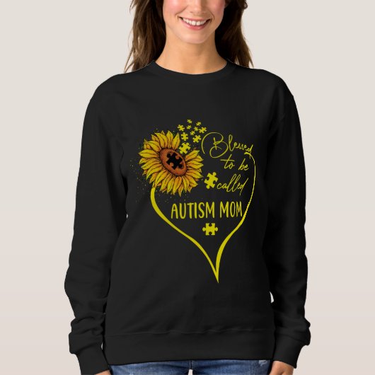 Sweatshirt Heureux D'Être Appelé Autisme Maman Sunflower Hear (Devant)
