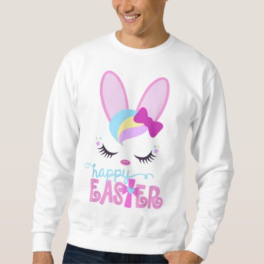 Sweatshirt HEUREUX EASTER Bunny Sleeping Face Christian Girls (Devant)